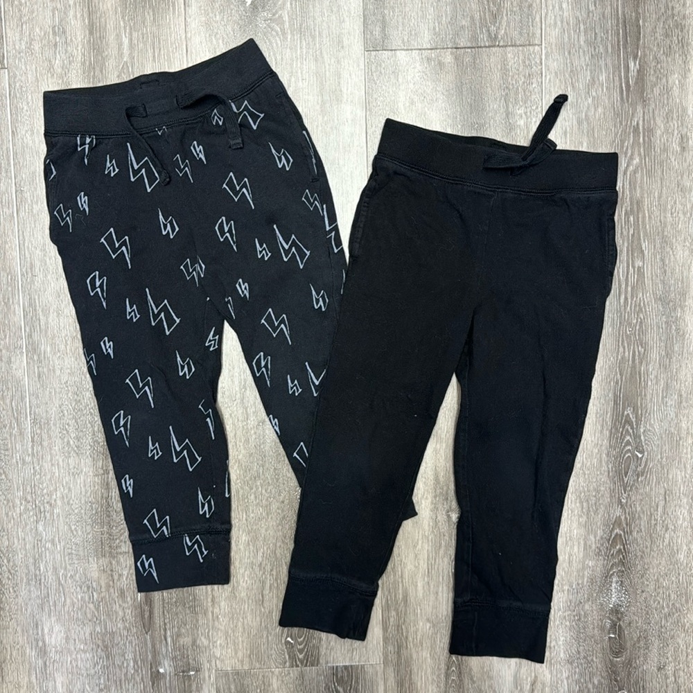 Baby Gap Black and Black with Grey Lighting Bolt Joggers Sweatpants